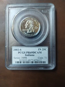 2002 S 25C Silver Indiana Quarter PCGS PR69DCAM - Picture 1 of 5
