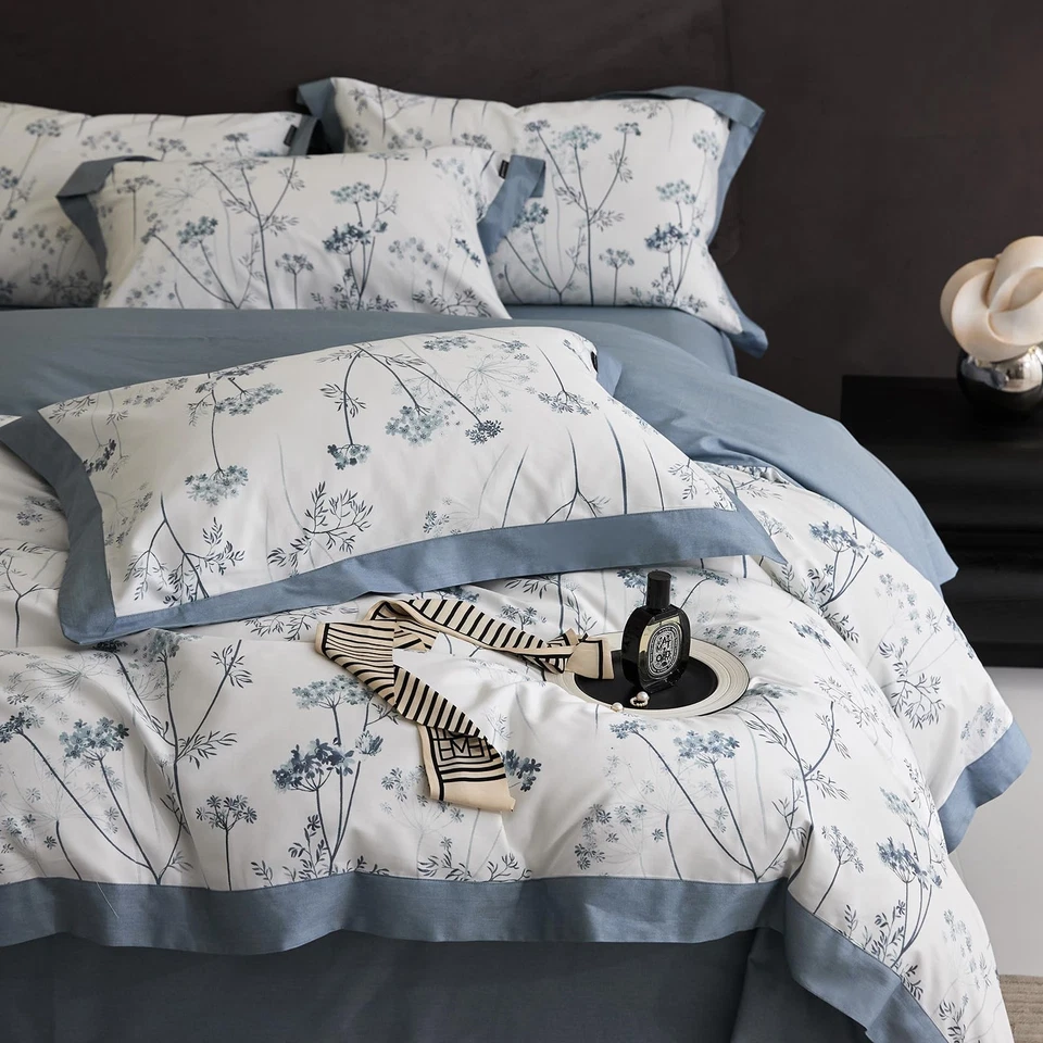 Linda Funda Nórdica Azul Floral Doble Boho Floral Algodón Suave Niña Doble Edredón... Foto 1 de 4