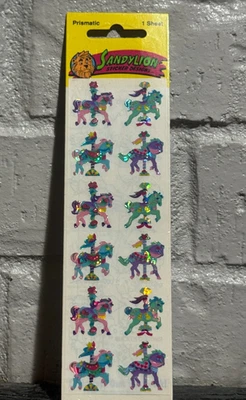 VINTAGE Discontinued SANDYLION Prismatic Carousel Horses New Sealed 1 Sheet - Image 1 of 4