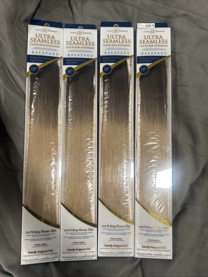 Bt 96 Ultra Seamless Clip In HumanHair Extensions Brown/Blonde Balayage 18” 5pc - Image 1 of 4