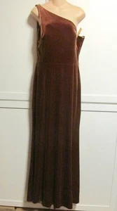 Neu mit Etikett Nouvelle Ahorn kupferbraun One-Shoulder-Maxikleid Samt langes Damen 12 - Bild 1 von 8