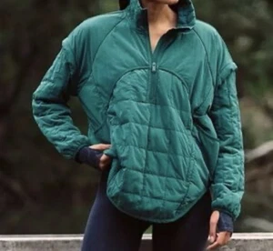 Free People FP Movement Priscilla Pullover Puffer Jacket Emerald Large - Picture 1 of 8