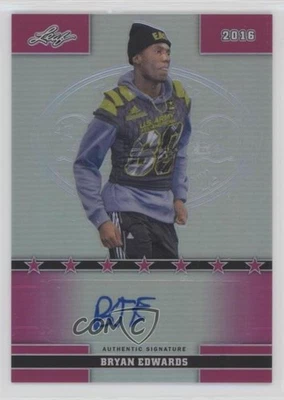 2016 Leaf US Army All-American Bowl Metal Pink Prismatic /10 Bryan Edwards Auto - Image 1 of 2