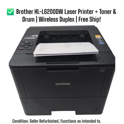 Brother HL-L6200DW Laser Printer + Toner & Drum | Wireless Duplex | Free Ship! - Image 1 of 4