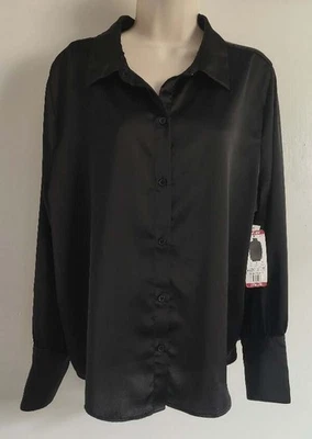 Blusa para mujer Joie XL negra lisa abotonada manga larga NUEVA NUEVA CON ETIQUETAS Foto 1 de 3