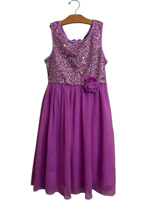 Disorderly Kids Dress Girls Size 12 Lilac Sequins  A Line Lined Zipper Elegant - Image 1 of 4