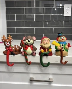 Vintage 80’s Festive Christmas Stocking Holders Set of 4 - Picture 1 of 16