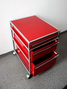 USM Haller Roll-Container rot 3 Schubladen A7 A6 A5 Regal Board Schreibtisch - Bild 1 von 4