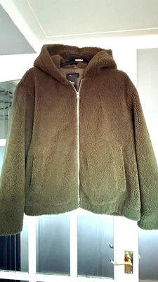 BNWT M&S hunter green teddy textured hooded bomber jacket - 20 - Image 1 of 2