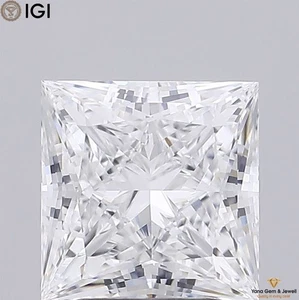 IGI Certified 2.52 Carat CVD Lab Grown Diamond Princess Cut VVS2 Clarity D Color - Picture 1 of 9