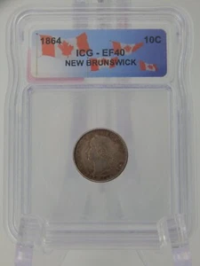 1864 Canada Dime 10 Cent Piece Coin - ICG Graded EF 40 (BT796) - Picture 1 of 4