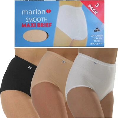 Marlon Smooth 24/7 Full Maxi Briefs Knickers 1 and 3 Pair Pack 95% Cotton