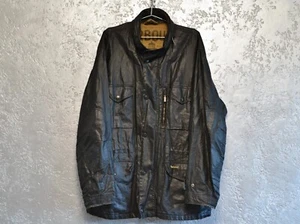 Vintage Barbour Duralinen Linen Biker Black Lightweight Coat Jacket Size - XL - Picture 1 of 10
