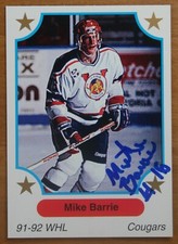 AUTOGRAPHED - Mike Barrie 7th Inning Sketch #60 Victoria Cougars 1991 WHL