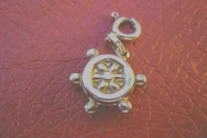 925 Sterling Silver Ship Marine Wheel Design Charm - Picture 1 of 2