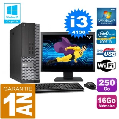 PC DELL 7020 SFF Core I3-4130 RAM 16GB Disco 250GB Wifi W7 Schermo 19" - Immagine 1 di 4