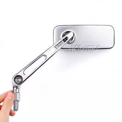 pair gloss chrome mirrors aluminum fits Harley-Davidson softail dyna v-rod .. - Image 1 of 4