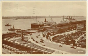 RPPC The Landing Stage Liverpool UK Boats Ship Valentine's Posted Liverpool 1958 - Picture 1 of 2
