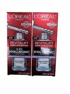 LOT OF 2 Loreal Revitalift 2.5% Hyaluronic + Caffeine Brightening Eye Serum 0.67 - Picture 1 of 1