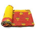 Vintage Kantha Quilt Indian Handmade Cotton Bedspread Stylish Throw Blanket d