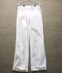J Crew Twill Chino Wide-Leg Pants Womens Sz-4 Tall White Classic Cuffed City Fit - Picture 1 of 12