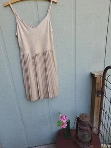 Hollister Babydoll Dress Small Y2k Strappy Mini New Gold Taupe Shimmer Sexy - Picture 1 of 7
