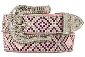 Angel Ranch Western Girls Belt Youth Crystals Beaded Pink D130003930 - Picture 1 of 1
