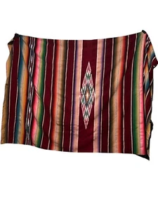Wool Saltillo Sarape Blanket 90 X 60 Colorful Aztec Southwest Diamond Mexican - Picture 1 of 8