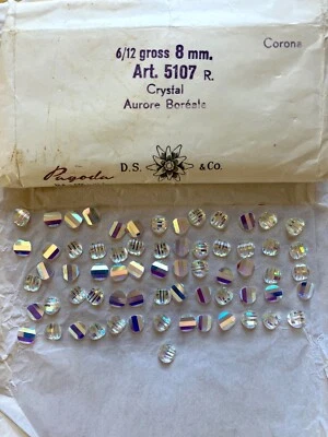 Rare New Old Stock 65 Swarovski #5107 R. 8mm Crystal Aurore Boreale Pagoda Beads - Image 1 of 4