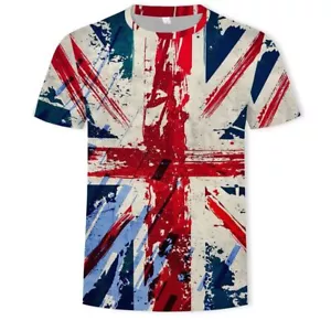 Union Jack T-Shirt Crew Neck T-shirt Printing Flag Tshirt Short Sleeve T-Shirt - Picture 1 of 17