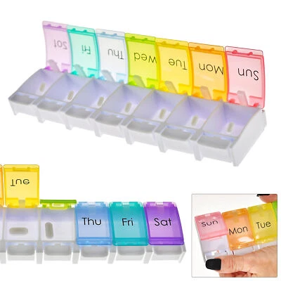 PILL BOX 7 DAY ORGANIZER CONTAINER TABLET STORAGE DISPENSER VITAMINS MEDS LARGE - Image 1 of 4