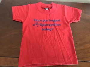 Vintage 1990s Hugged Episcopalian Today Kids T-Shirt Size 2 - 4 - Picture 1 of 4