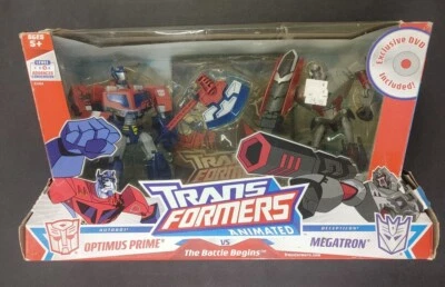 TRANSFORMERS ANIMATED BATTLE COMIENZA OPTIMUS PRIME Y MEGATRON COMPLETO EN CAJA ZI5 Foto 1 de 4