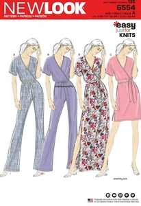 NEW LOOK 6554 MISSES' KNIT JUMPSUIT & DRESSES Sewing pattern Sizes 6 - 18 - Picture 1 of 7