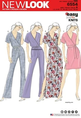 NEW LOOK 6554 MISSES' KNIT JUMPSUIT & DRESSES Sewing pattern Sizes 6 - 18 - Image 1 of 4