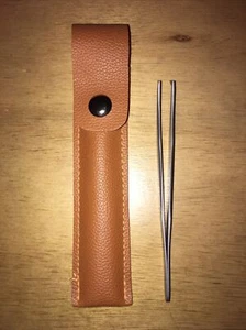 New With Case Crooked tip Tweezers Great For Eyelashes Facial Hair Household Etc - Picture 1 of 5
