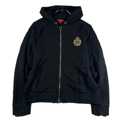 Y2K Chaps Denim Para Mujer Cremallera Completa Bordado Logo Sudadera Chaqueta Negra (XL) Foto 1 de 4