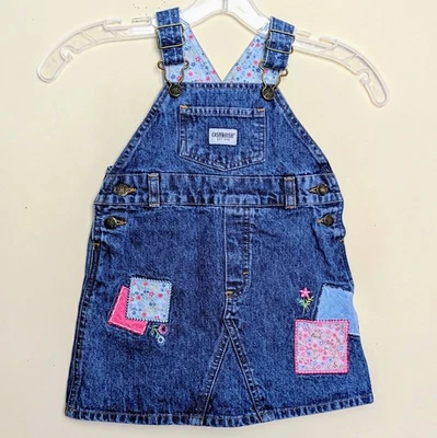 Mono con tirantes Oshkosh B'gosh Niñas Vintage Y2K Denim Patchwork Talla 2T Foto 1 de 4