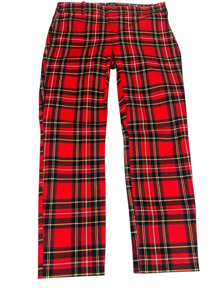 Calça de Natal J CREW FACTORY TARTAN WINNIE XADREZ PRETA VERMELHA Feminina Nova com etiquetas Tamanho 2P - Imagem 1 de 4