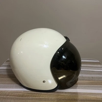 Casco de moto Biltwell Bonanza blanco crema grande con visera de burbujas Foto 1 de 4