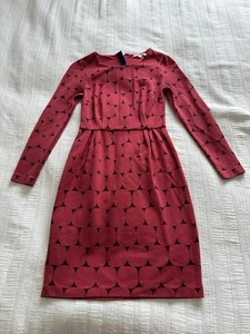Boden rosa lila Retro Kreis Jersey Langarm Kleid Gr. 8 Reißverschluss hinten Stretch  - Bild 1 von 15