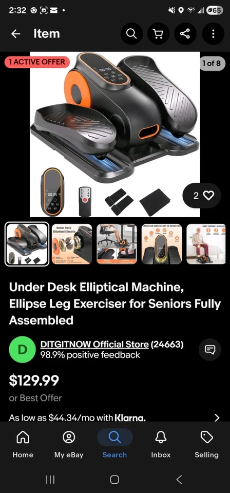 Under Desk Elliptical Machine Electric Ellipse Leg Exerciser for Seniors - Image 1 of 1