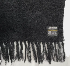 Vintage 1970s scarf mohair and wool St Michael M&S black 60" x 17" + fringe - Picture 1 of 5