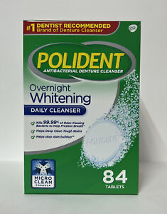 Polident Overnight Whitening Antibacterial Denture Cleanser Tablets-84ct.