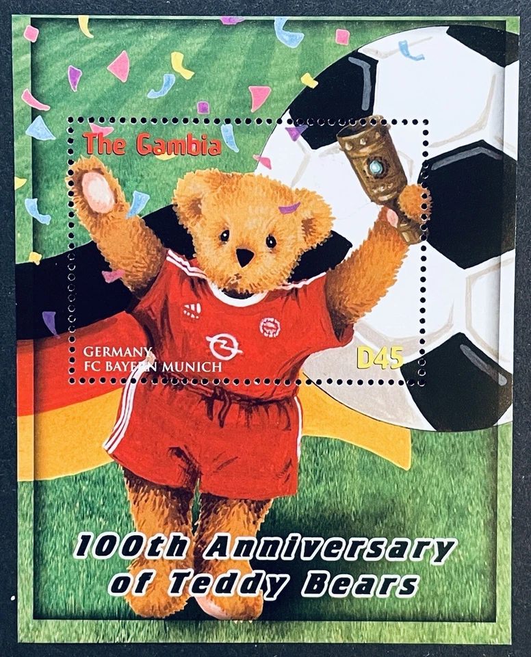 GAMBIA 100º ANV DE OSOS DE PELUCHE COPA MUNDIAL SELLOS DE FÚTBOL S/S 2003 MNH DEPORTES 2735 Foto 1 de 1