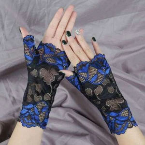Half Elegant Women's Sun Gloves Protection Thin Summer  Lace Finger Sexy - Picture 1 of 11