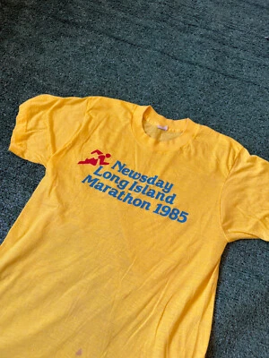 Винтажная футболка 1985 Newsday Long Island Marathon желтая настоящая винтажная маленькая - Изображение 1 из 4
