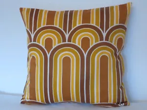 GENUINE Vintage Retro 1970s Brown and Orange 16" Cushion Cover - Picture 1 of 5