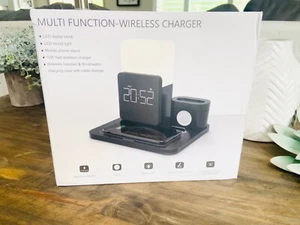LAVONE Wireless Charger,3 in 1 Fast Charging Station with Digital Alarm Clock an - Picture 1 of 2
