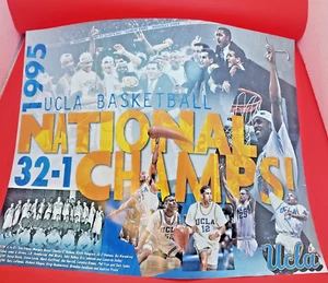 ¡Póster del equipo de baloncesto Ucla Bruins 95 campeones nacionales! Disco de temporada 32-1 raro - Imagen 1 de 4